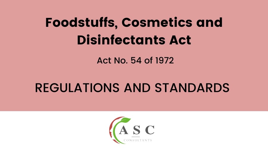 Legislation - Foodstuffs, Cosmetics and Disinfectants Act