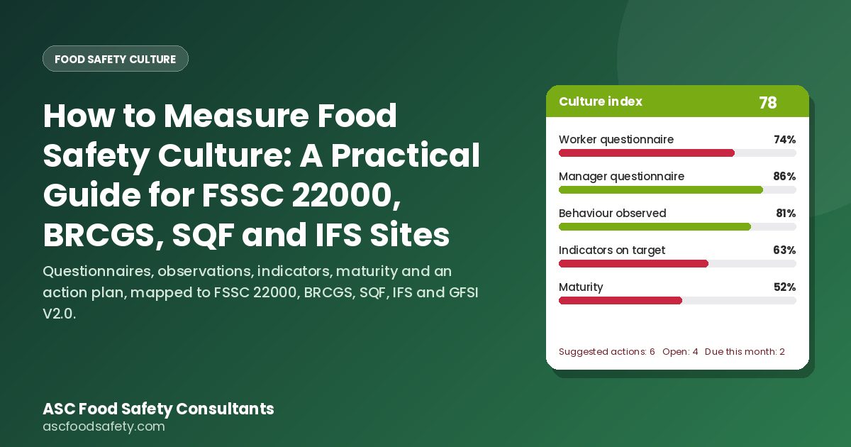 How to measure food safety culture: questionnaires, observations, indicators and an action plan