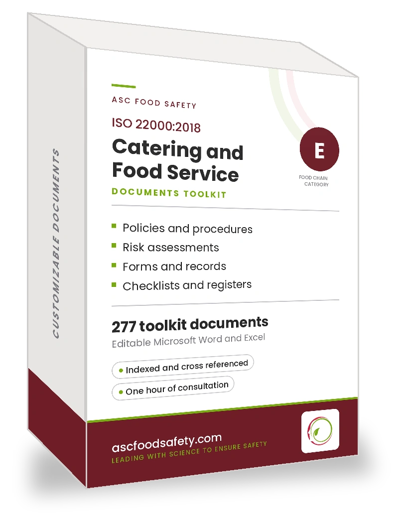 ISO 22000:2018 - Catering and Food Service document templates toolkit