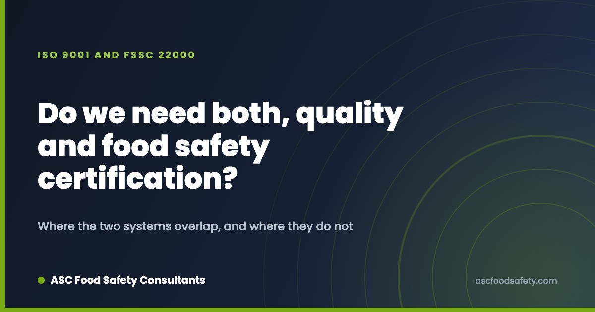ISO 9001 compared with FSSC 22000 for South African food manufacturers
