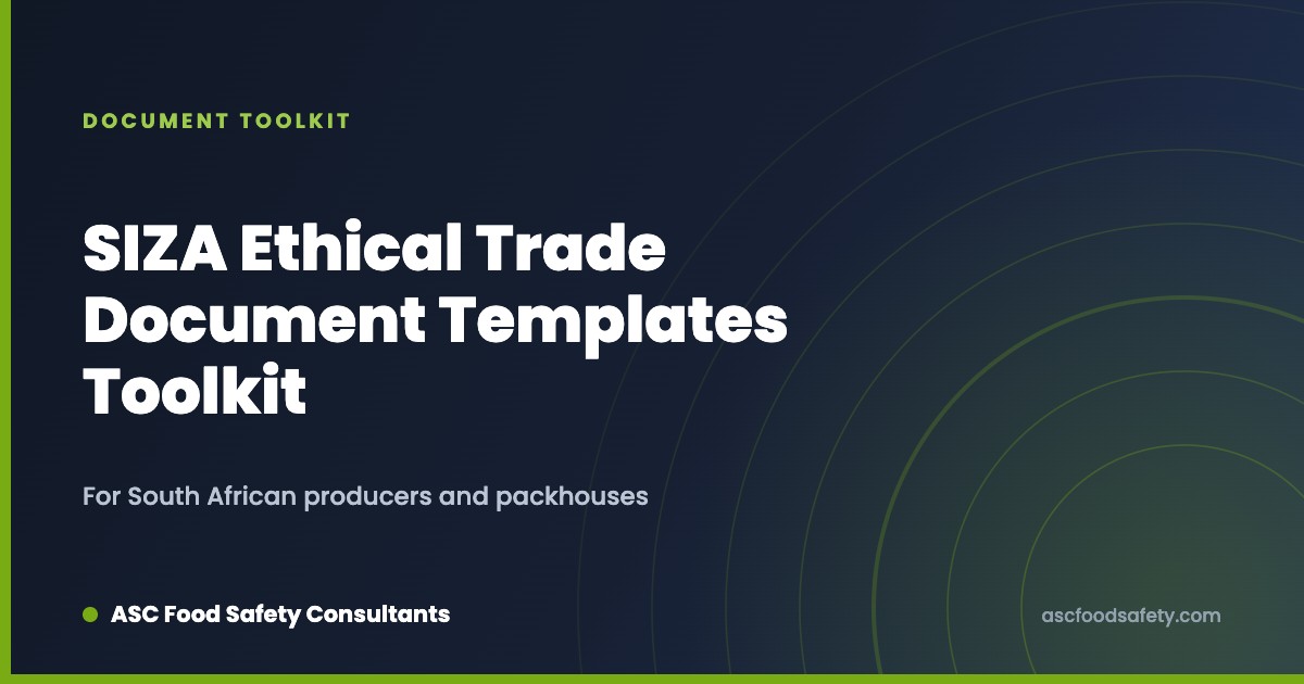 SIZA ethical trade document templates toolkit for South African producers