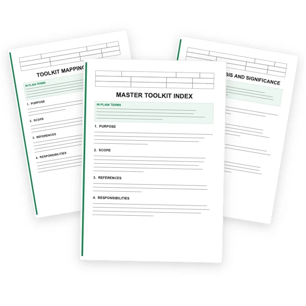 Three pages from the FSSC Development Program Food and Feed Manufacturing document templates toolkit